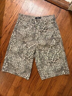 Jaded London Leopard Print Jean Shorts - Gray
